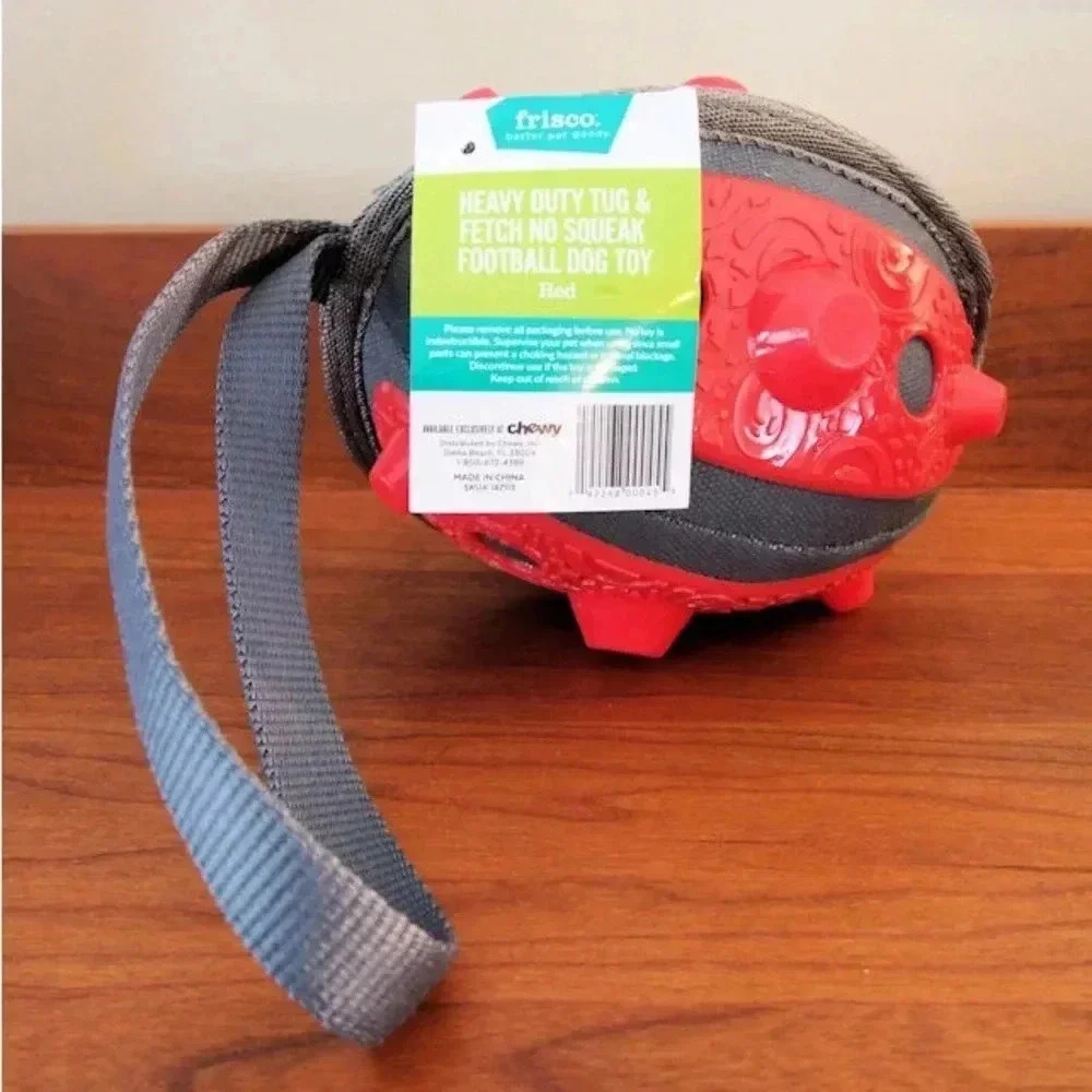 Frisco No Squeak Football Dog Toy, Red